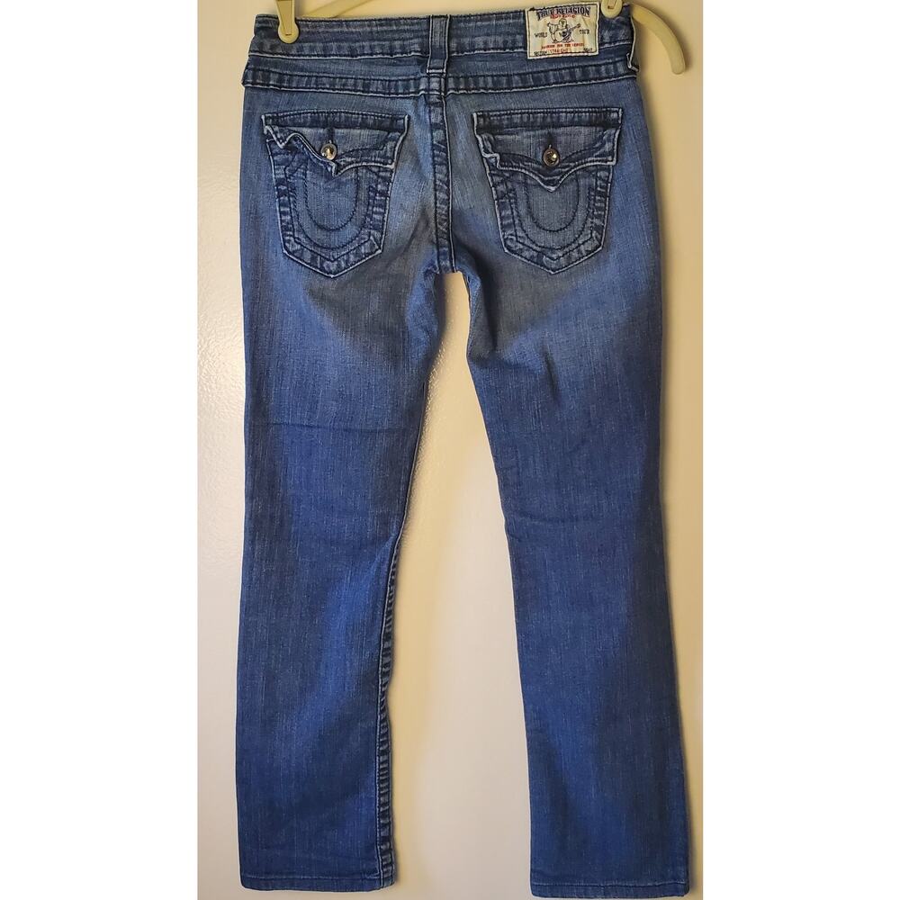 True Religion Sz 27 X 27 Straight Flap Pocket Crystal Voyager Jeans WAK572E75